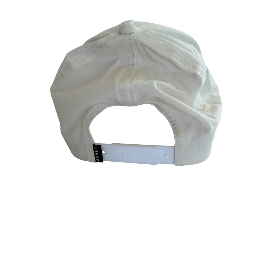 Asher Golf Flexfit 110 Snapback Hat Cream Off White Cross Logo 5 Panel Cap - Picture 4 of 4